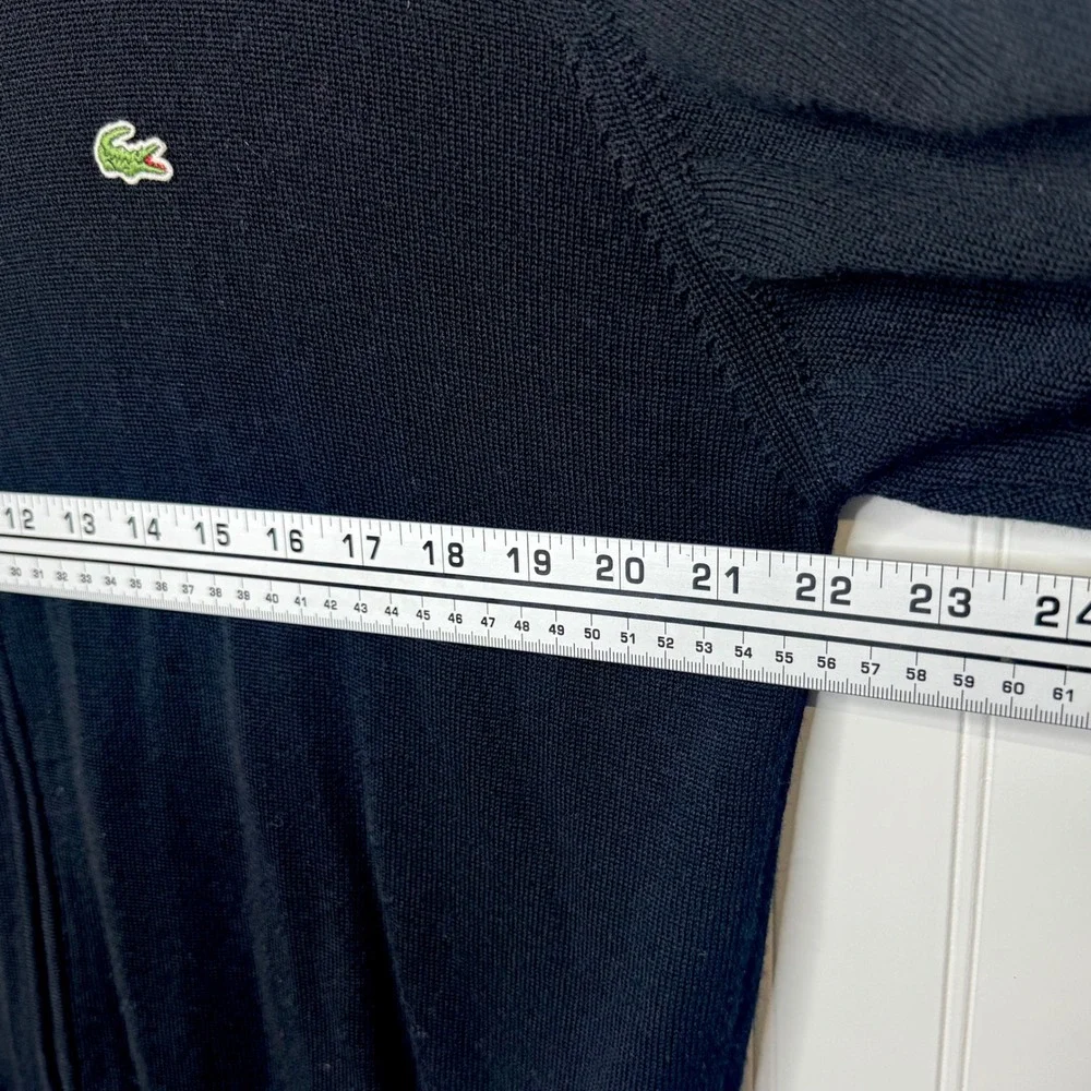 90's Lacoste Double Zip Sweater Black Wool Mock Neck Cardigan Men's Size 6 XL